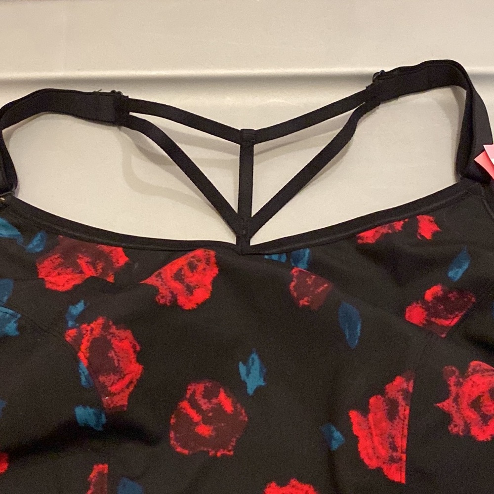 Livi Active Black and Red Floral Sports Bra - Picture 3 of 6